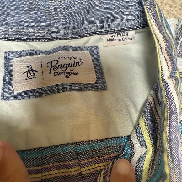 Original Penguin Short Sleeve Button Down Shirt Small Multicolor Stripe - Picture 7 of 7